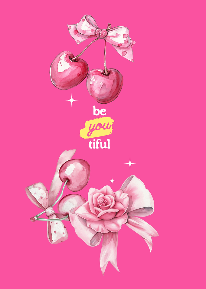 Pink Cherries and Rose