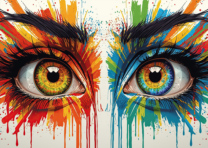 Colorful Eyes with Paint Splatters