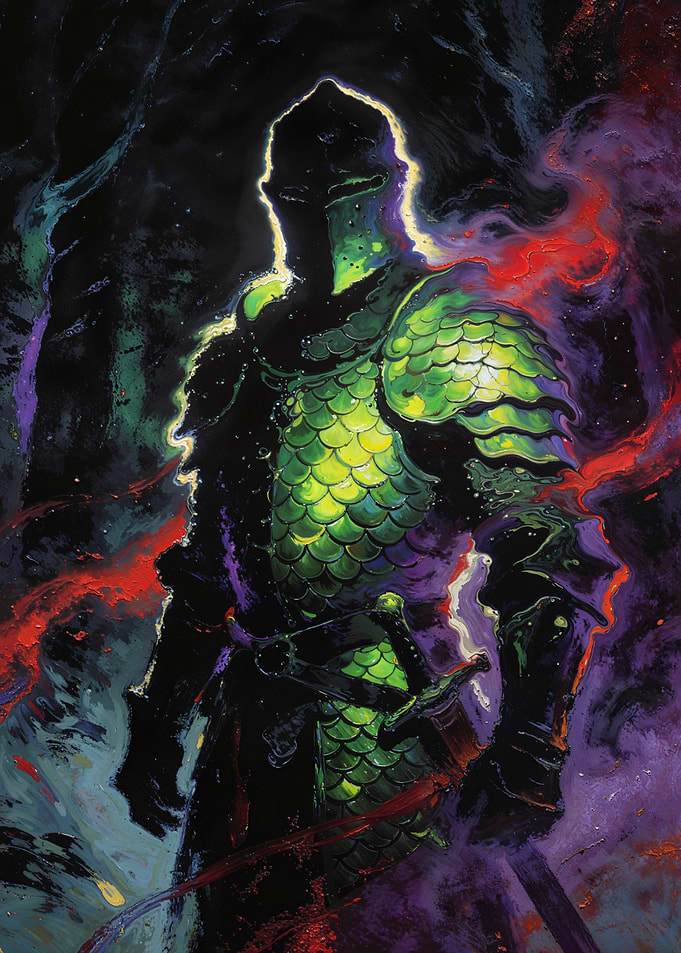 Green Knight in Dark Fantasy Art