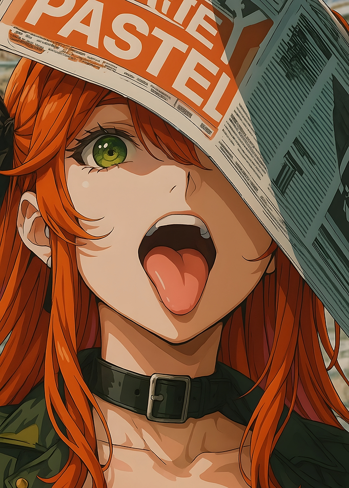 Anime Girl with Newspaper Hat