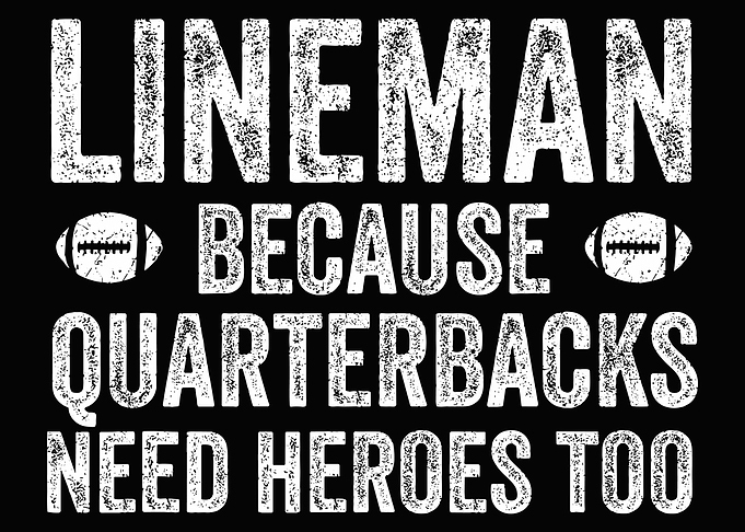 Lineman Football Poster, Quarterback Heroes Wall Art, Distressed Sports Typography Print