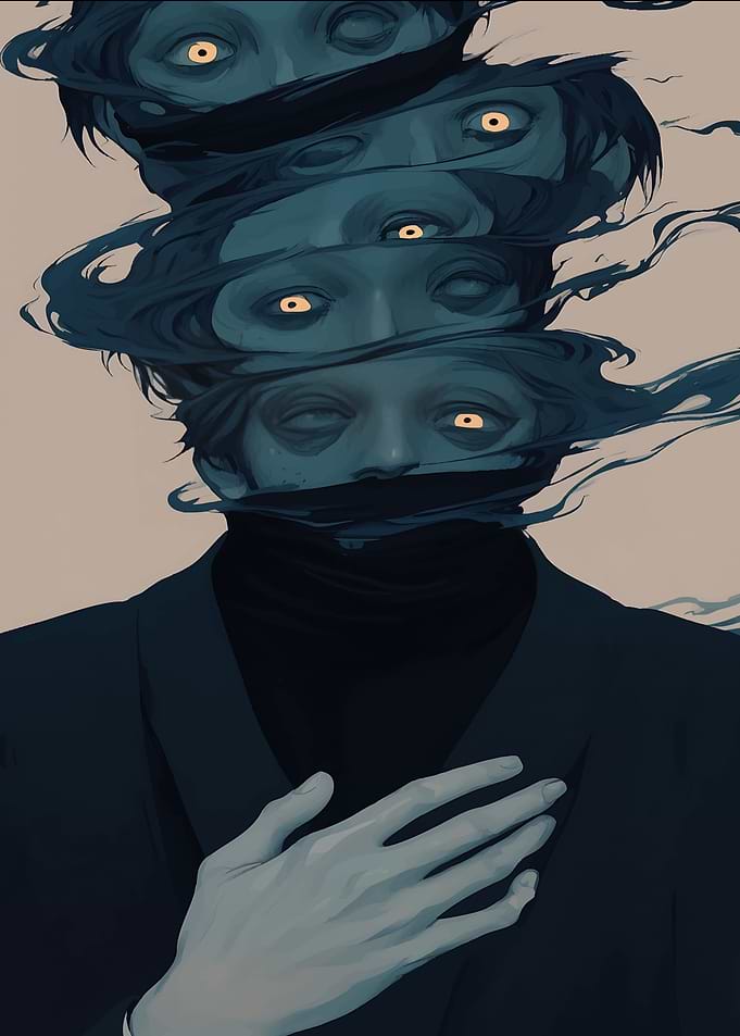 Surreal Portrait with Multiple Faces