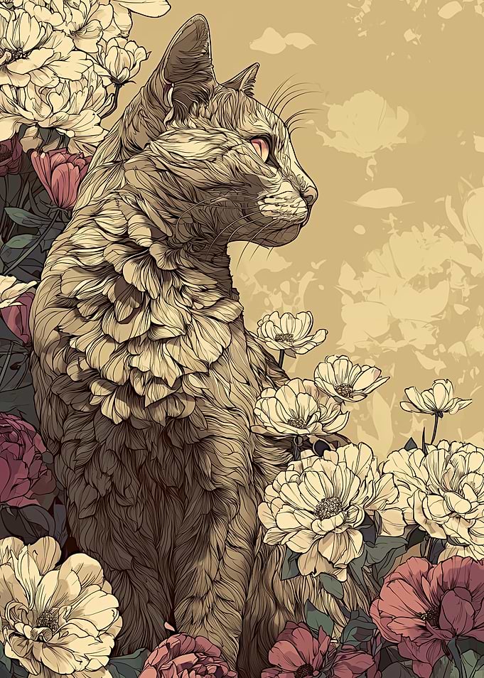 Floral White Cat