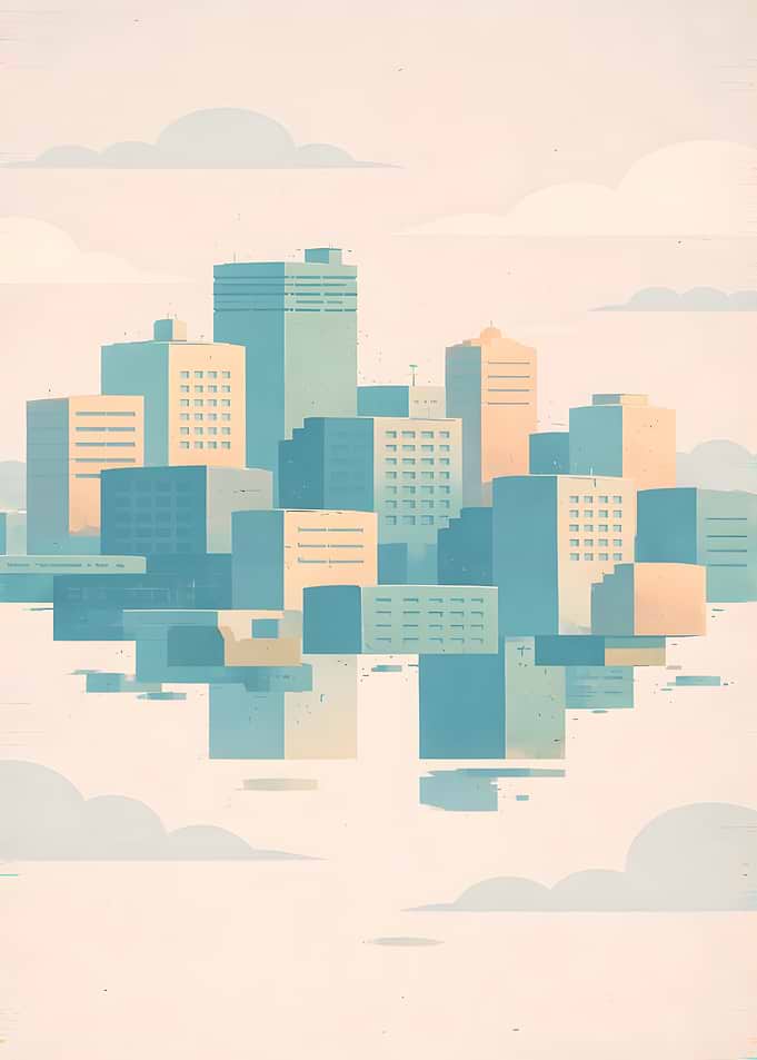 Abstract Cityscape with Pastel Colors
