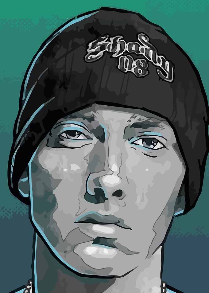 Eminem Portrait with Shady Beanie