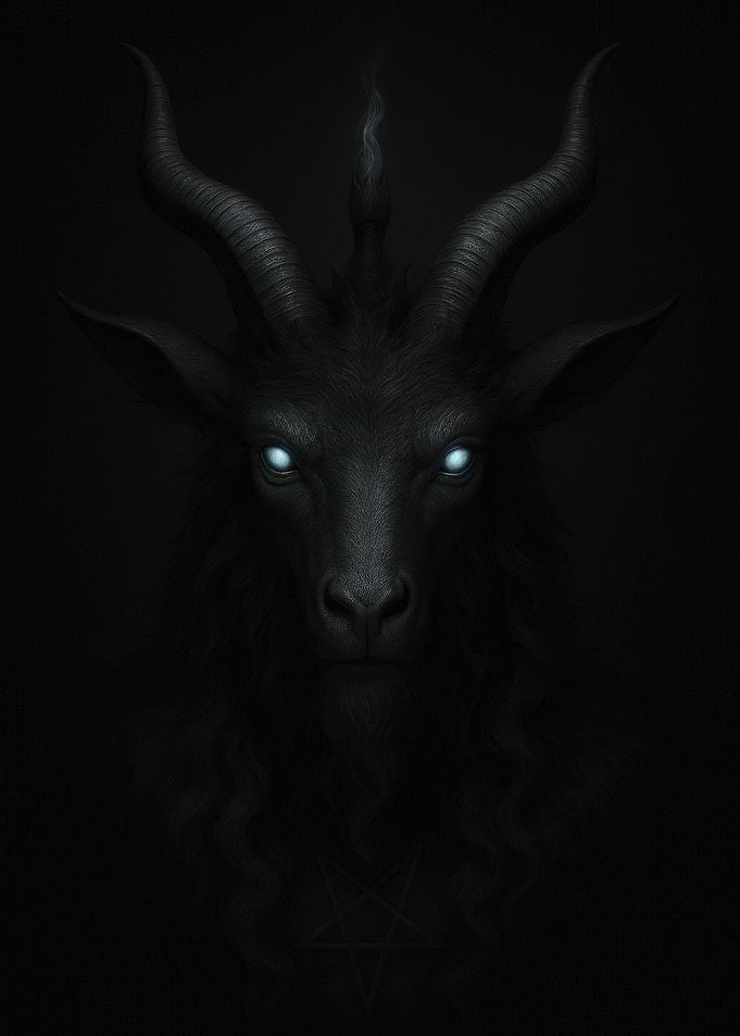 Dark Goat with Glowing Eyes