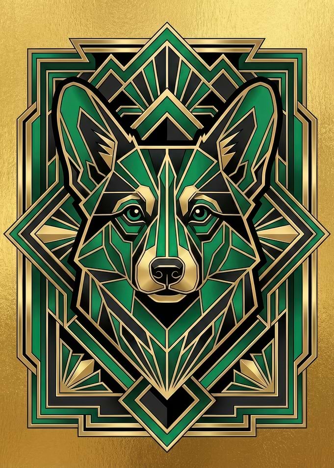 Art Deco Corgi Portrait