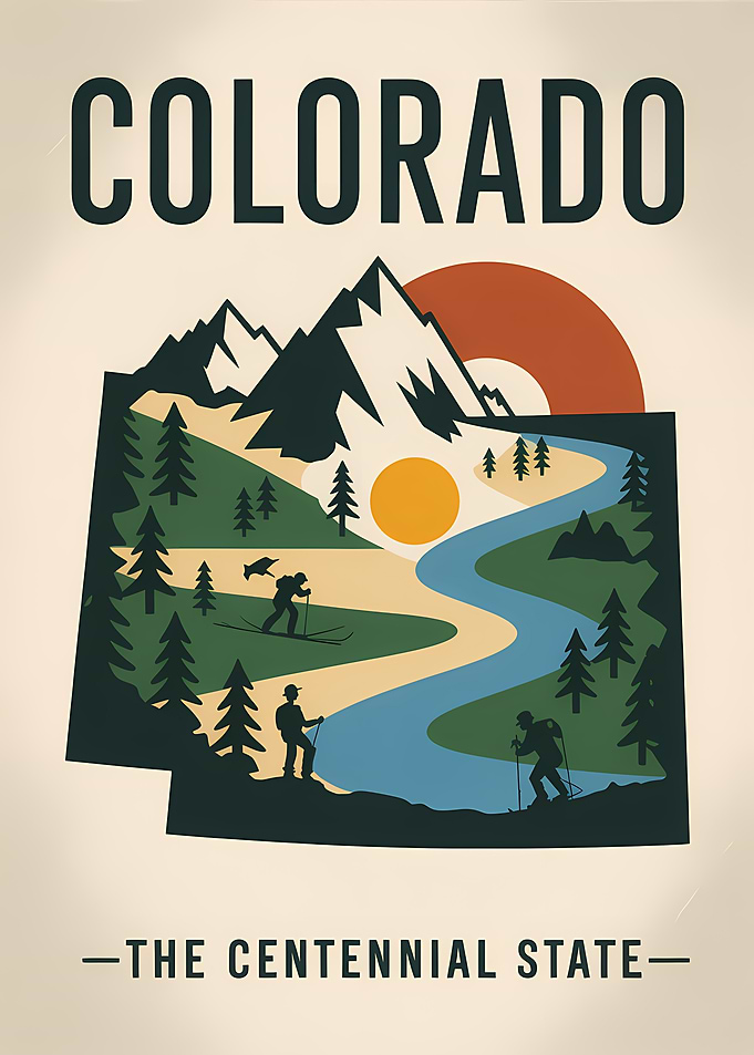 Colorado Centennial State Travel Poster