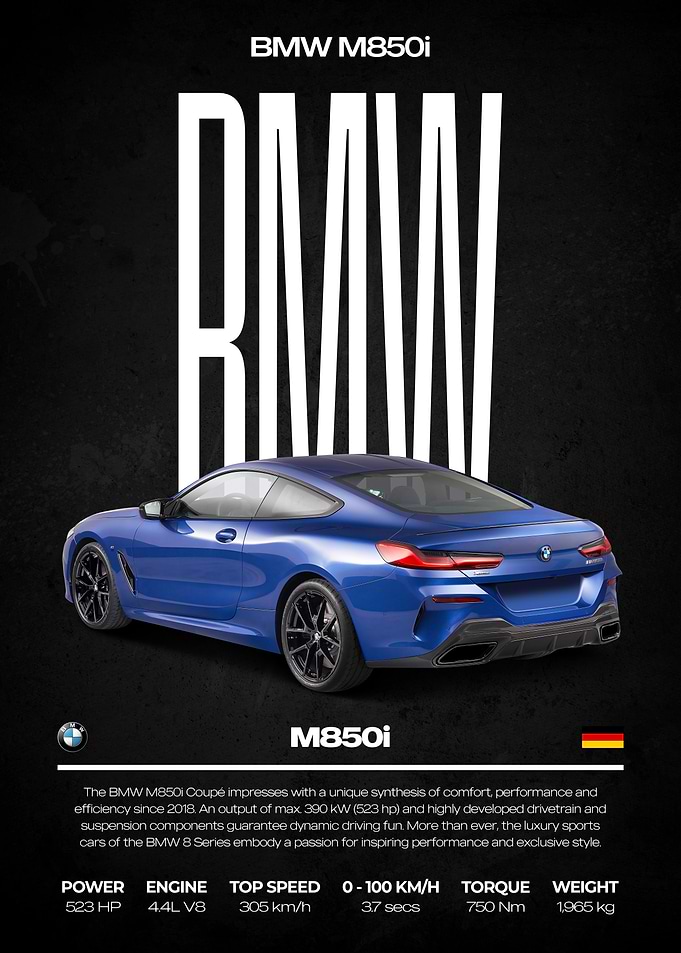 BMW M850i Car Poster