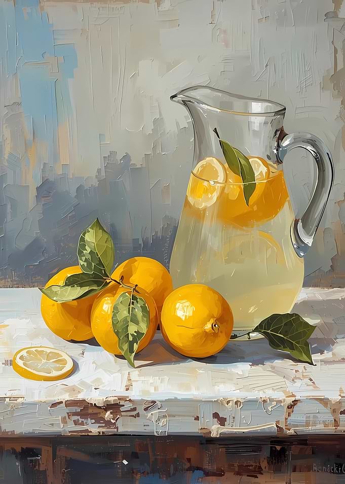 Still Life Pitcher And Lemonade Painting