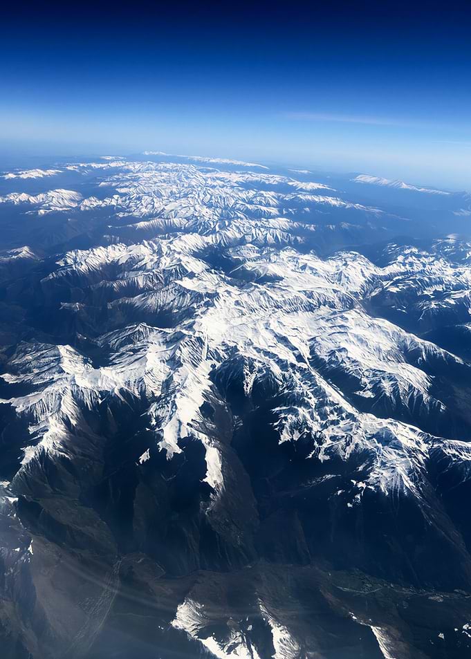 Aerial view of snow-capped mountains