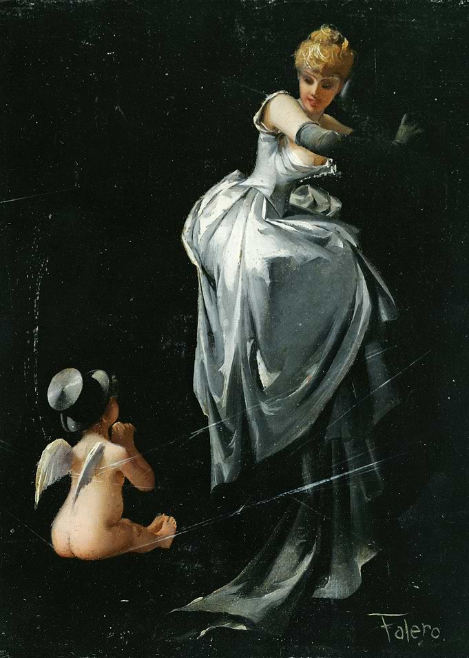 Woman and Cupid Painting by Falero