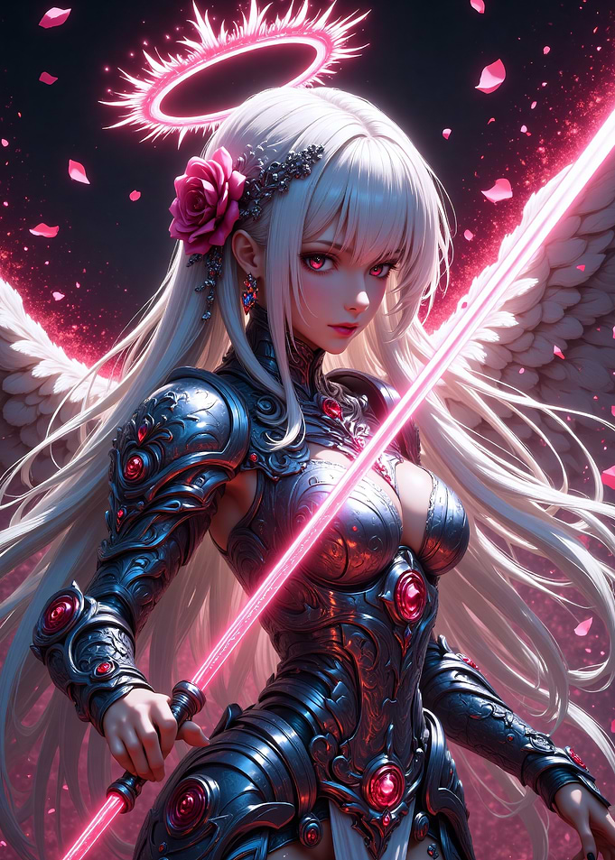 Anime Angel Warrior with Pink Sword
