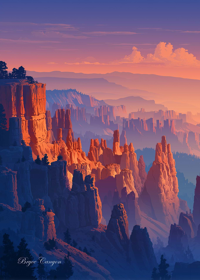 Bryce Canyon Landscape Pixel Art