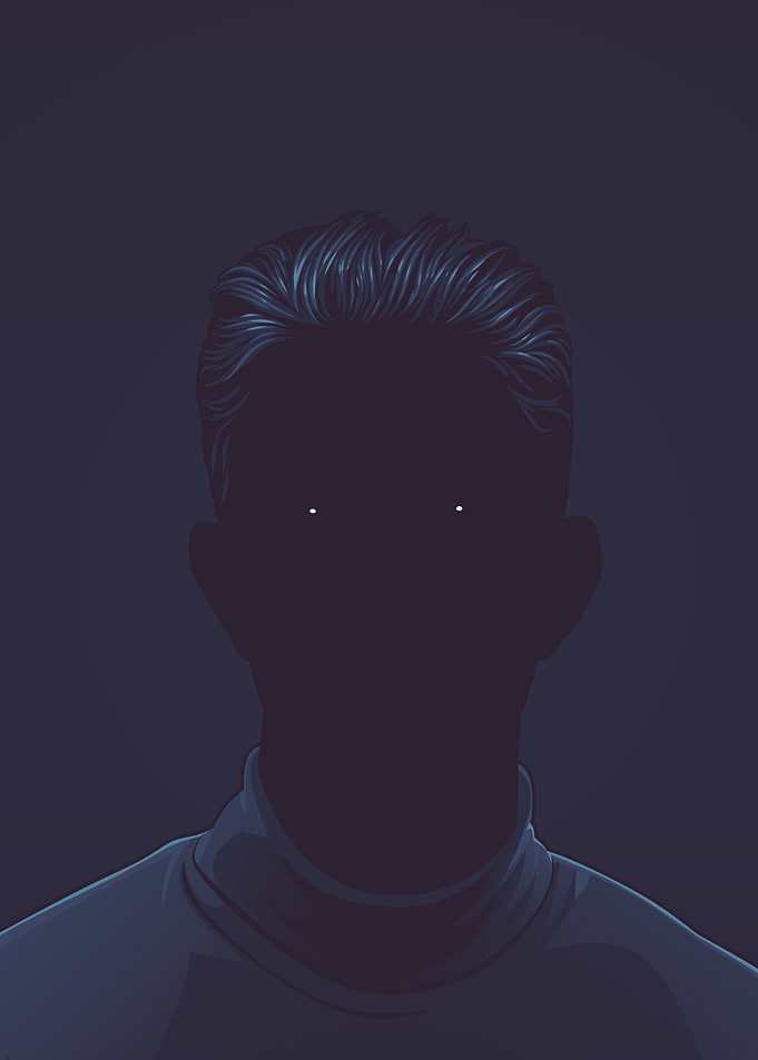 Faceless Figure with Glowing Eyes