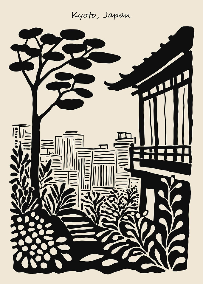 Kyoto, Japan Illustration