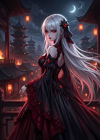Anime Girl in Gothic Lolita Dress