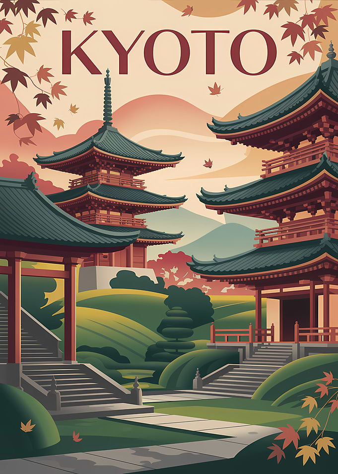 Kyoto Japanese Architecture Travel Poster
