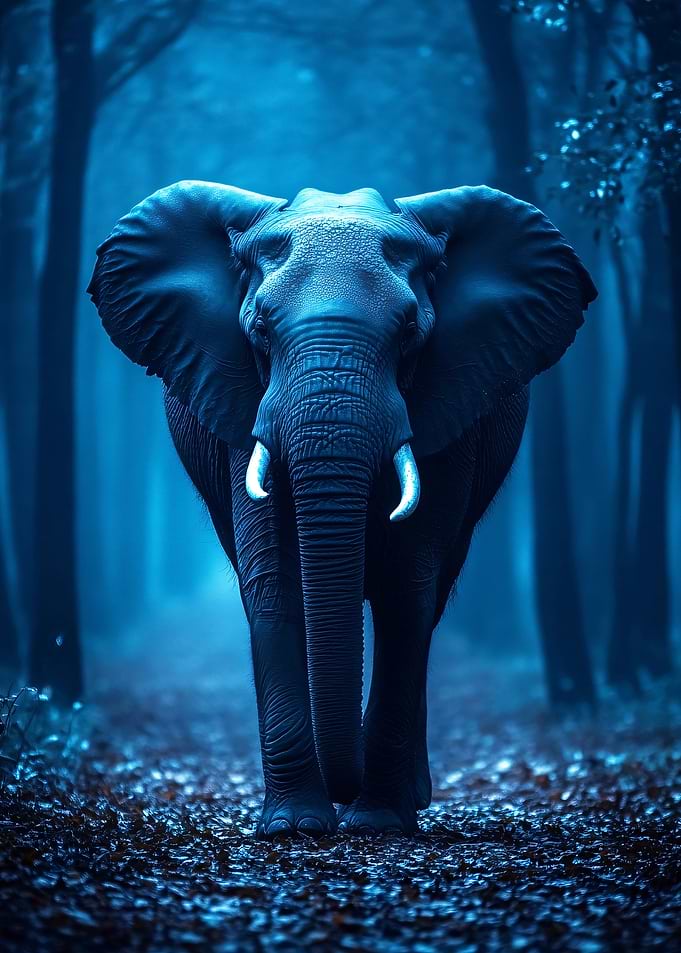 Blue Elephant in Forest