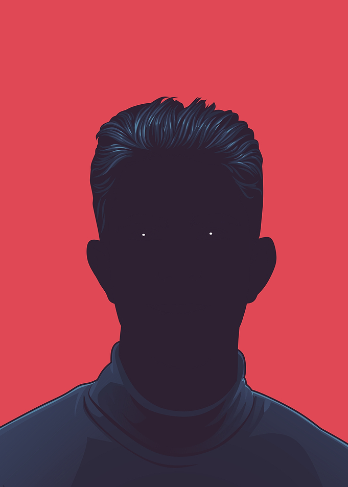 Faceless Portrait with Red Background