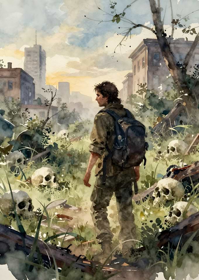 Post-Apocalyptic Survivor Watercolor