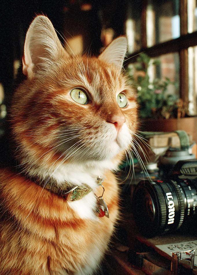 Ginger Cat Portrait with Camera