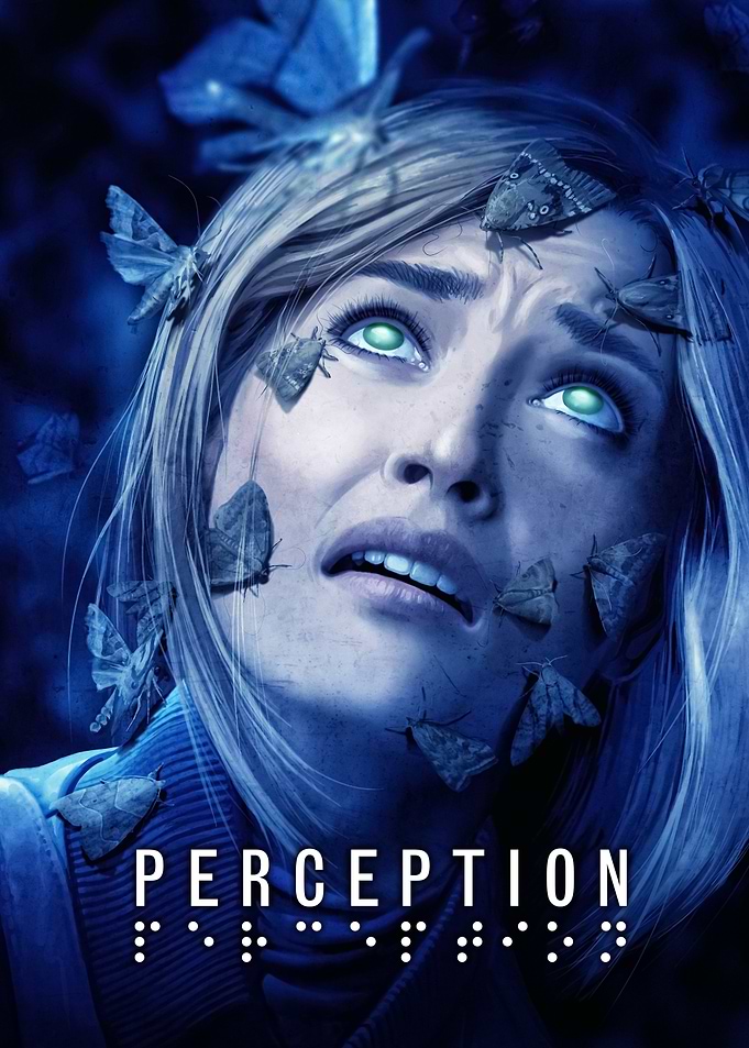 Perception: Woman with Moths, Intense Gaze