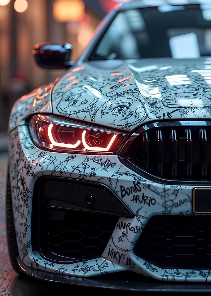 Customized BMW with Graffiti Art