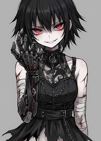 Anime Girl with Mechanical Arm