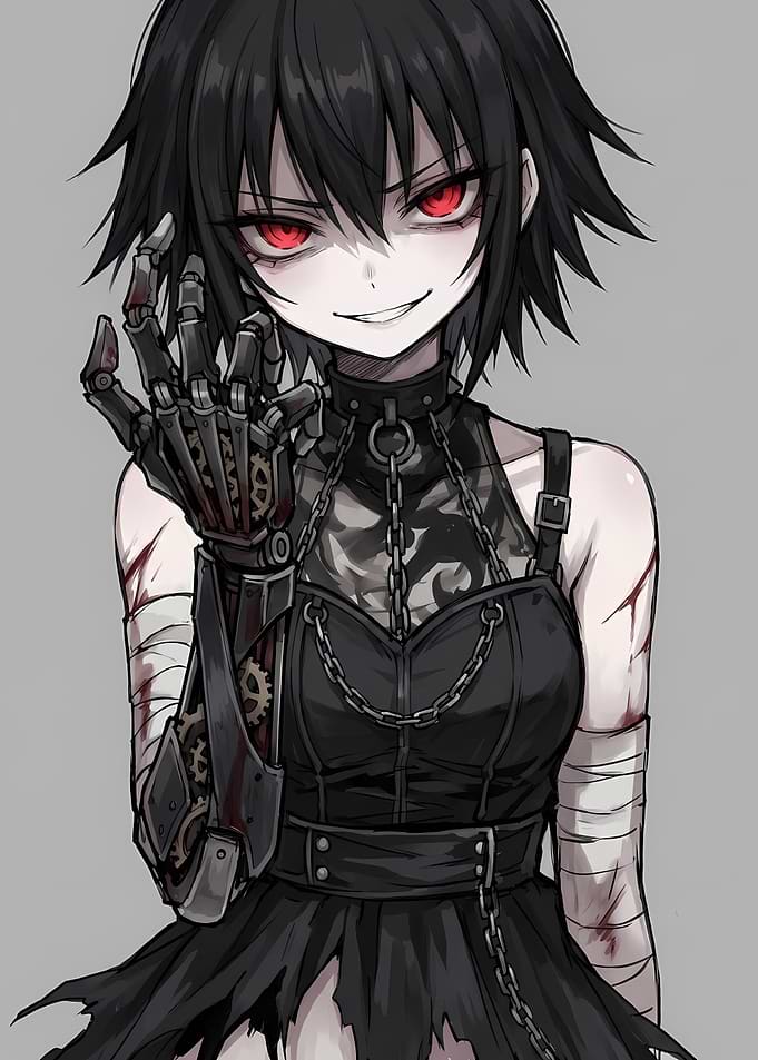 Anime Girl with Mechanical Arm