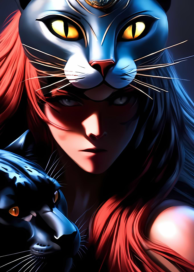 Woman with Cat Mask and Panther