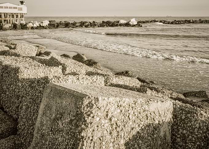 Natures Endurance Coastal Story Sepia Breakwater Sea Waves Rocks Shoreline