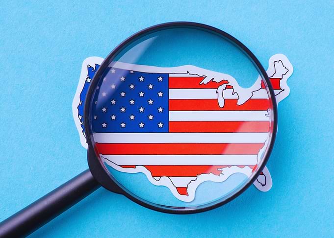 USA Map Under Magnifying Glass
