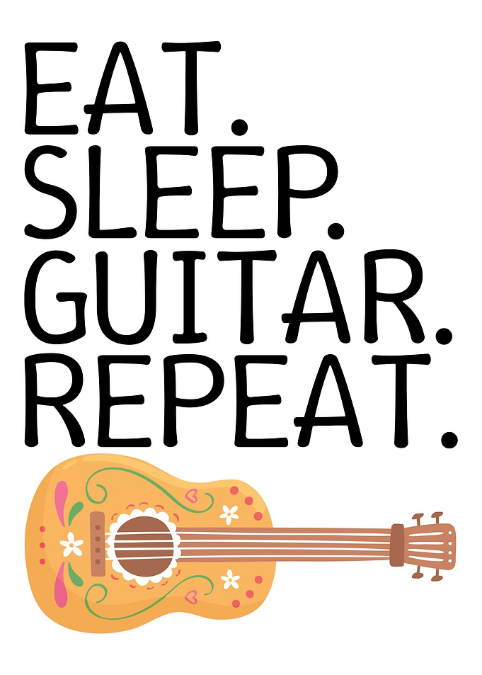 Eat Sleep Guitar Repeat Illustration
