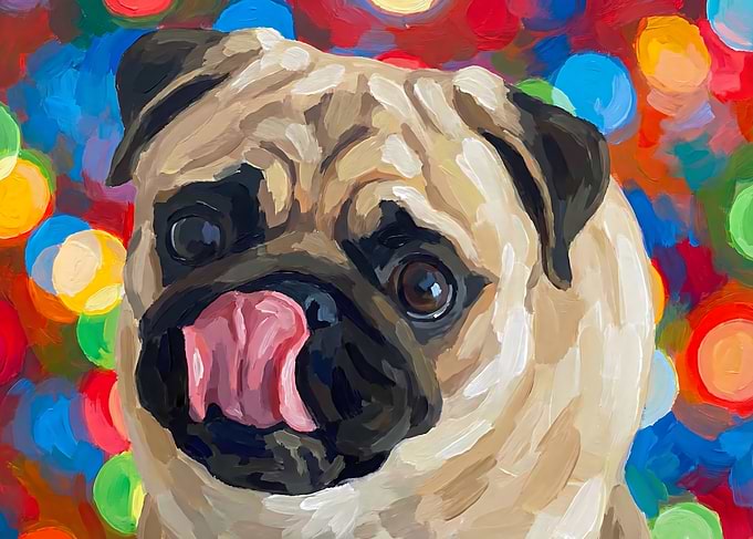 Pug Portrait with Bokeh Background