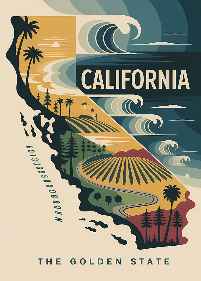 California: The Golden State Illustration