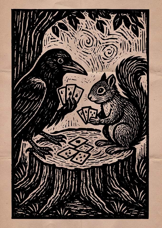 Crow and Squirrel Playing Cards