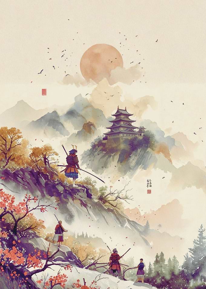 Samurai Warriors in Mountain Landscape