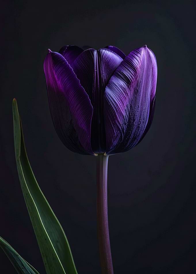 Dark Purple Tulip Flower Portrait