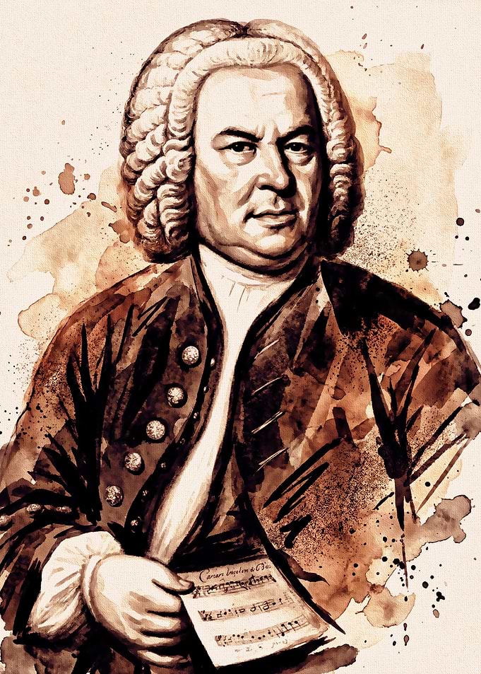 Johann Sebastian Bach Watercolor Portrait