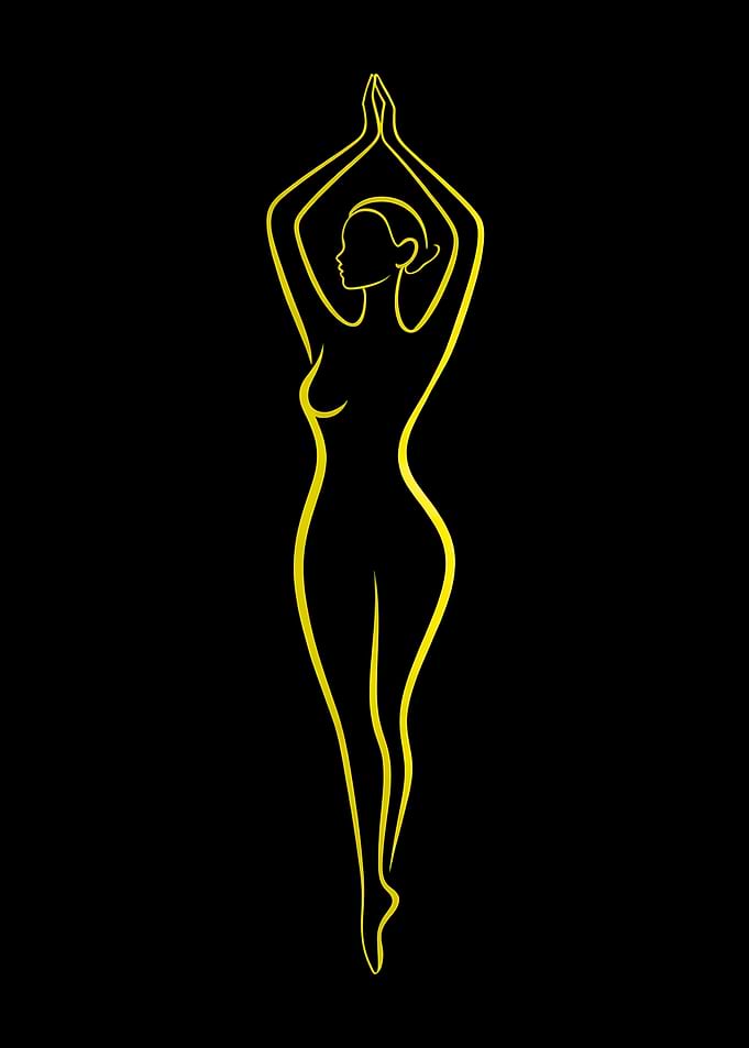 Golden Line Art Female Silhouette