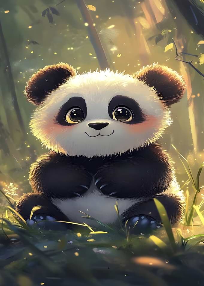 Cute Panda in Forest