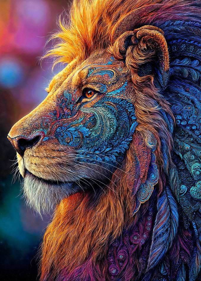 Majestic Psychedelic Lion Digital Art