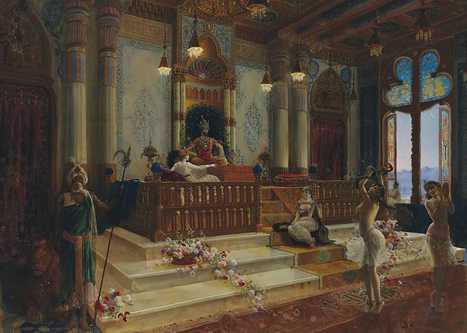 Orientalist painting of a royal court