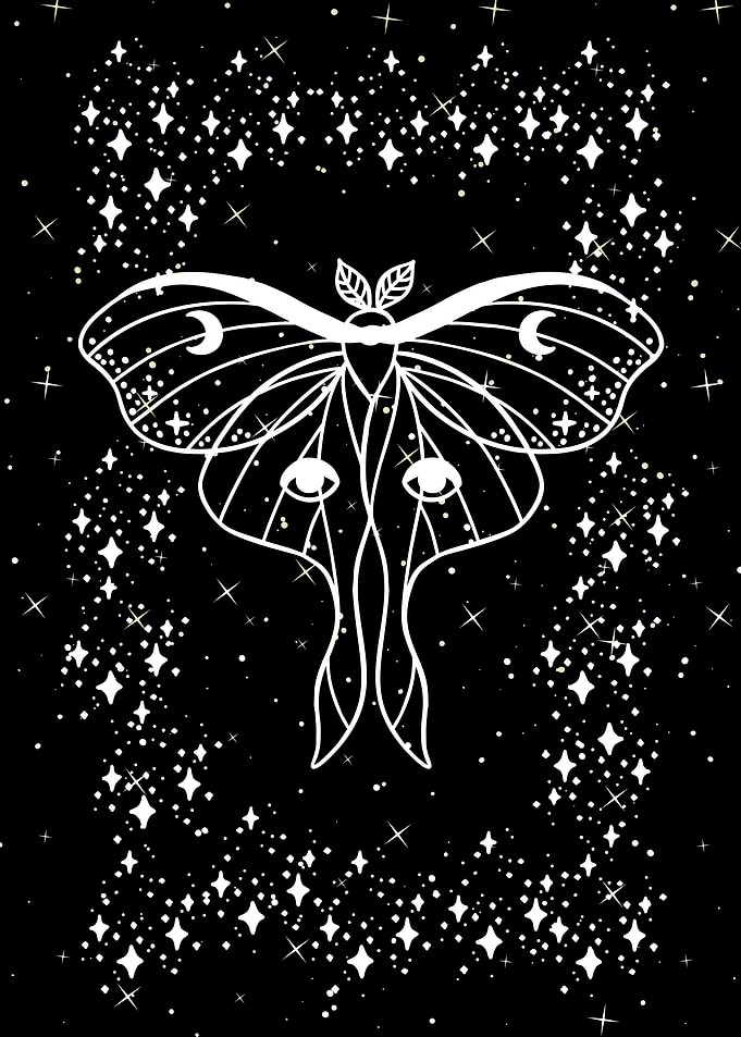 Celestial Moth with Crescent Moons