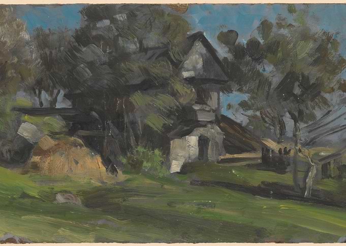 Rural Landscape Painting with House