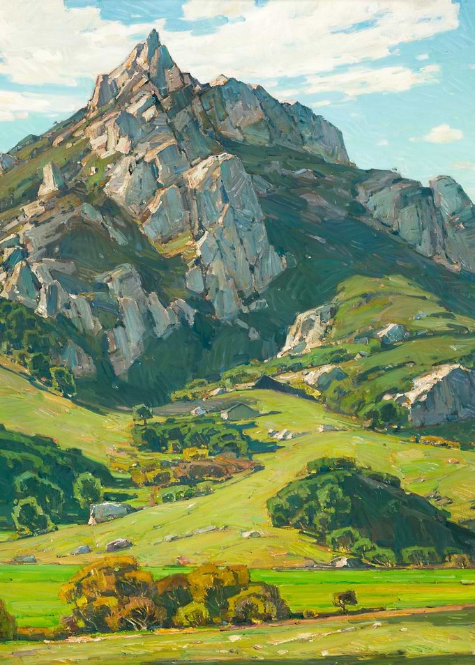 Old Mountain Landscape Painting