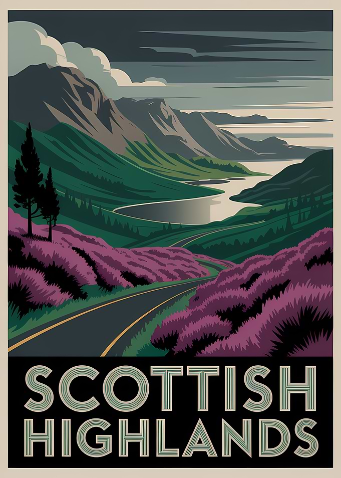 Scottish Highlands Travel Poster Art