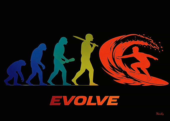 Evolution of Surfing – Evolve Motion Silhouette
