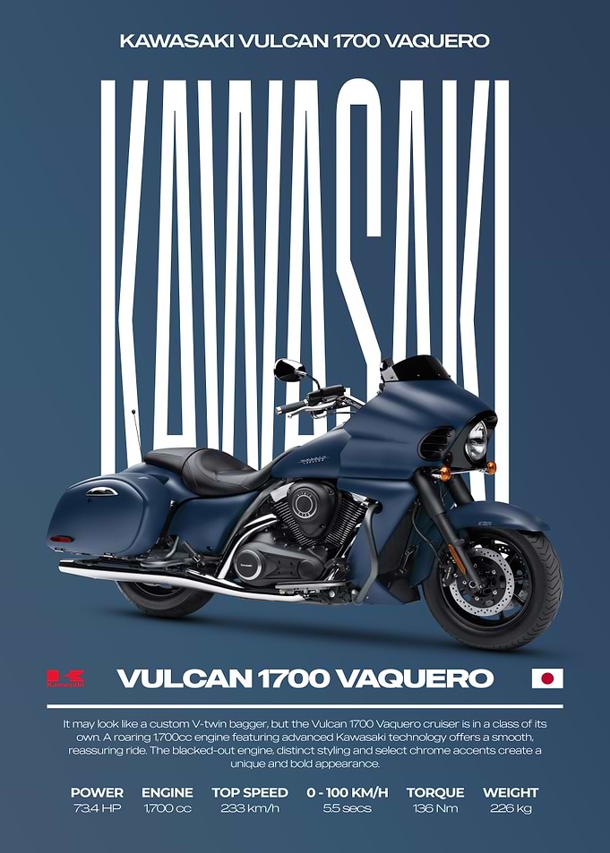 Kawasaki Vulcan 1700 Vaquero Motorcycle Poster